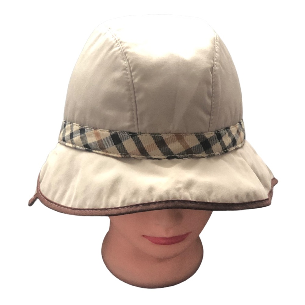 Beige Women's Bucket Hat with Plaid Band